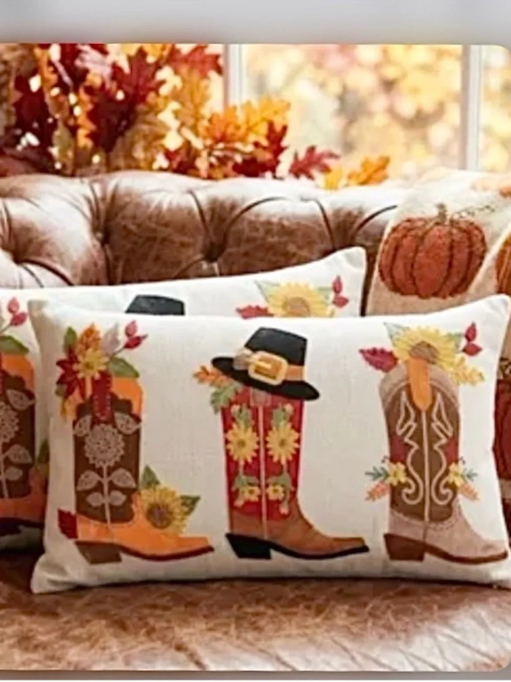 🆕- Autumn Cowboy Boot Decorative Throw Pillow